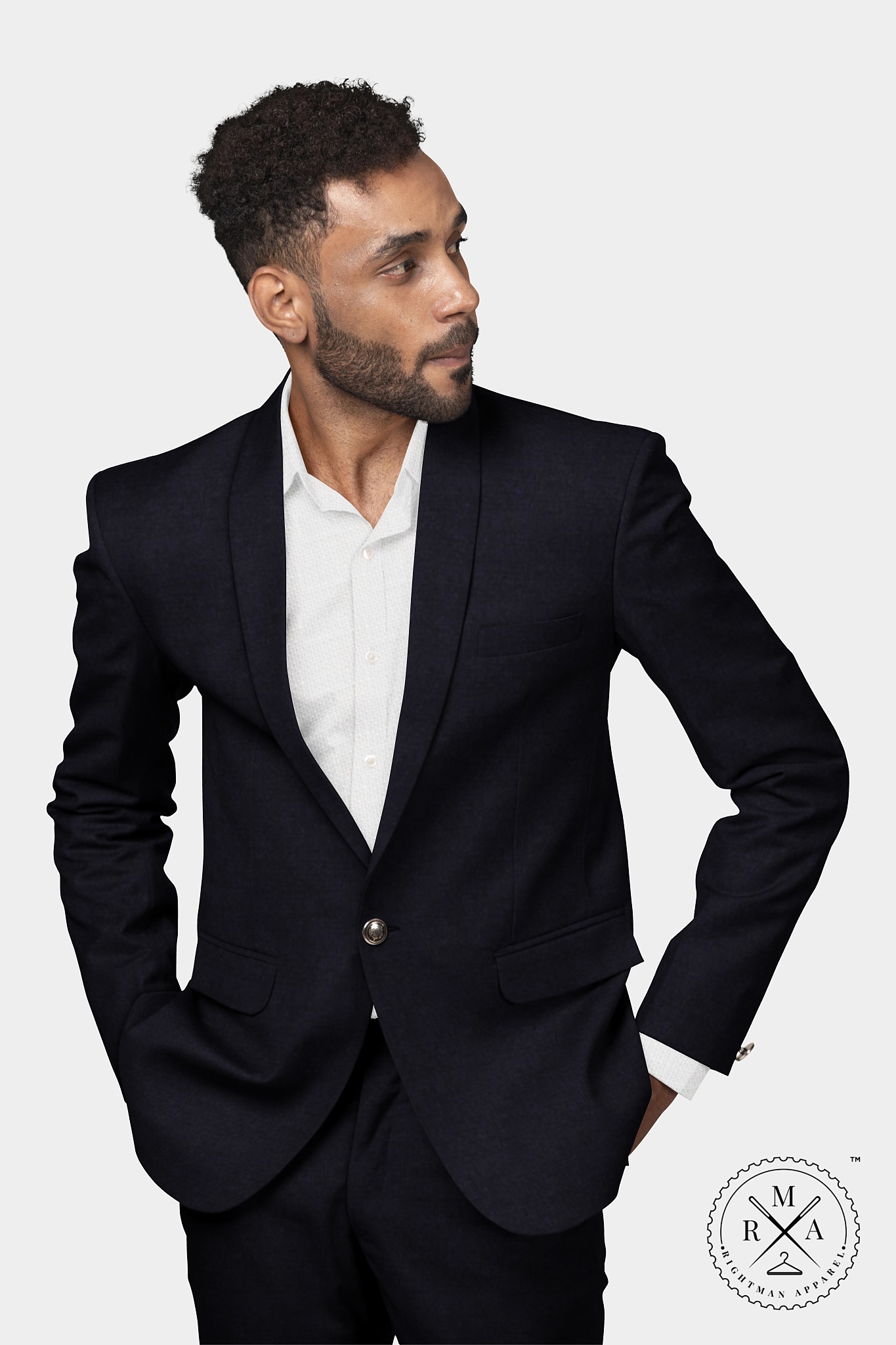 Solid Navy Blue TR Two Piece Suit SU02